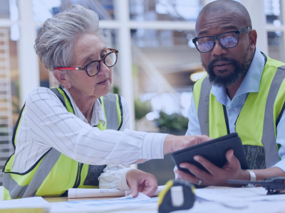 DUERP obligation et évaluation des risques professionnels réalisées par des responsables QHSE dans un environnement industriel